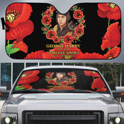 George Hardy Tuskegee Memorial Auto Sun Shade Red Tail Pilots Legacy of Courage