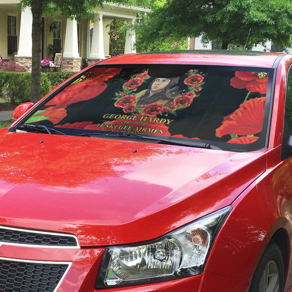 George Hardy Tuskegee Memorial Auto Sun Shade Red Tail Pilots Legacy of Courage
