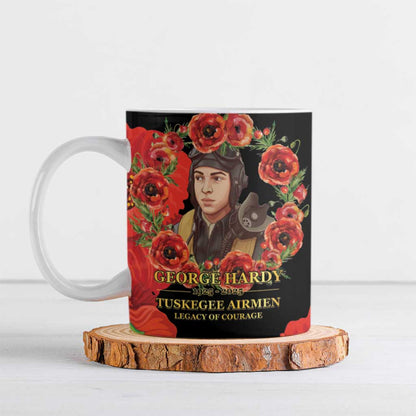 George Hardy Tuskegee Memorial Ceramic Mug Red Tail Pilots Legacy of Courage
