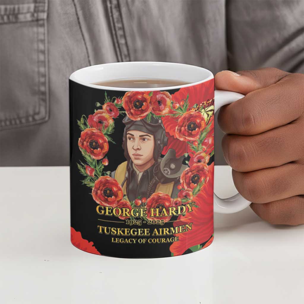 George Hardy Tuskegee Memorial Ceramic Mug Red Tail Pilots Legacy of Courage