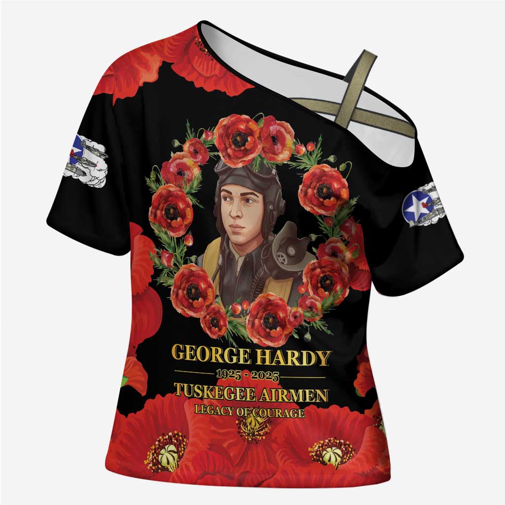 George Hardy Tuskegee Memorial Cross Shoulder Shirt Red Tail Pilots Legacy of Courage