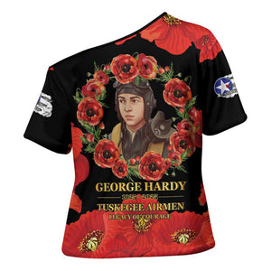 George Hardy Tuskegee Memorial Cross Shoulder Shirt Red Tail Pilots Legacy of Courage