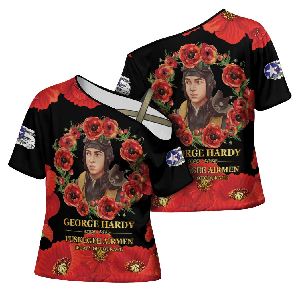 George Hardy Tuskegee Memorial Cross Shoulder Shirt Red Tail Pilots Legacy of Courage