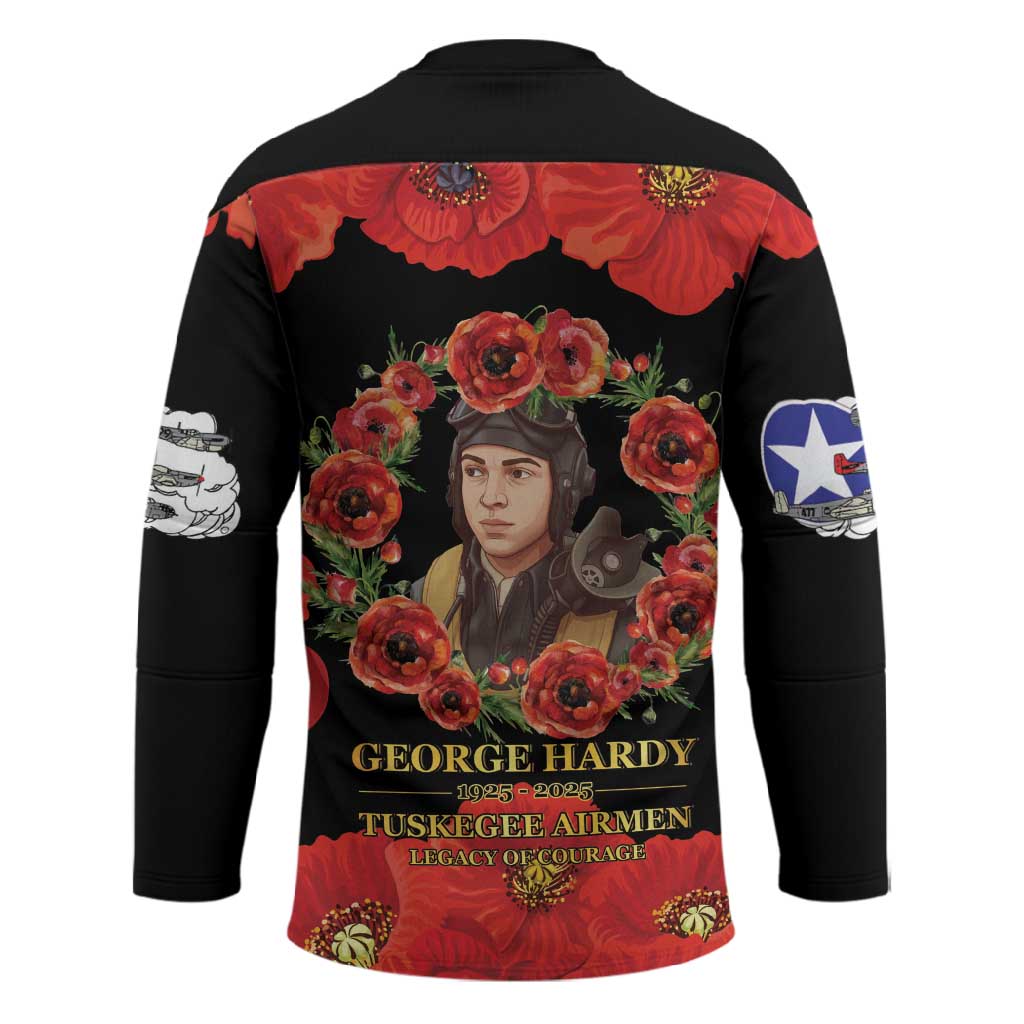 George Hardy Tuskegee Memorial Hockey Jersey Red Tail Pilots Legacy of Courage