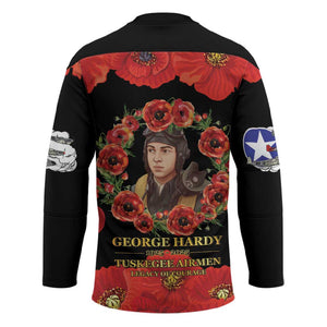 George Hardy Tuskegee Memorial Hockey Jersey Red Tail Pilots Legacy of Courage