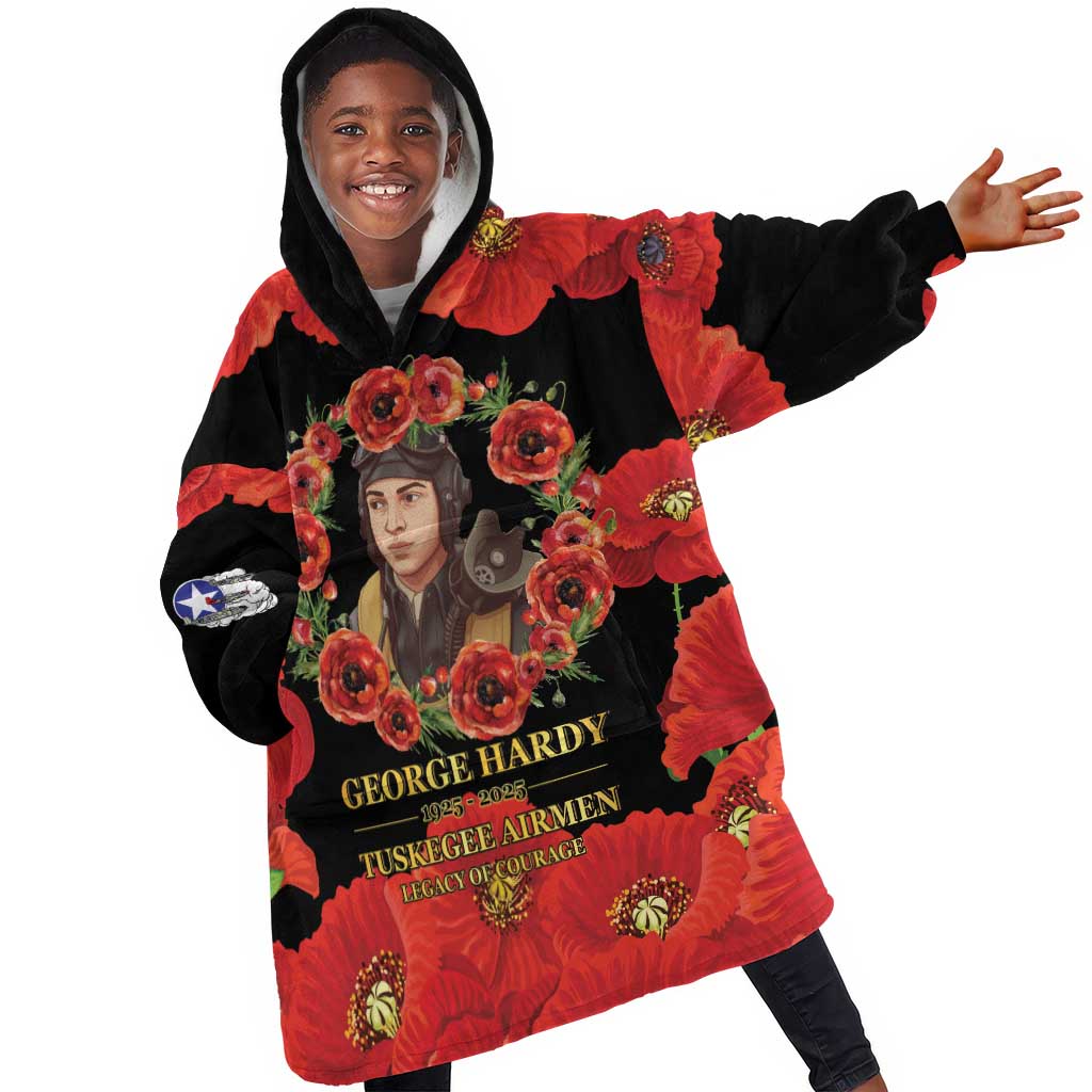 George Hardy Tuskegee Red Tail Pilots Kid Wearable Blanket Hoodie Legacy of Courage - African Pride
