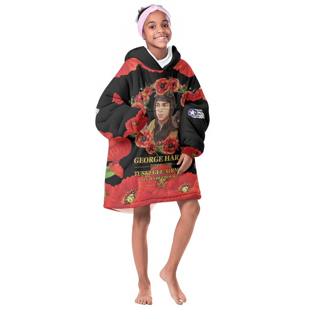 George Hardy Tuskegee Red Tail Pilots Kid Wearable Blanket Hoodie Legacy of Courage - African Pride
