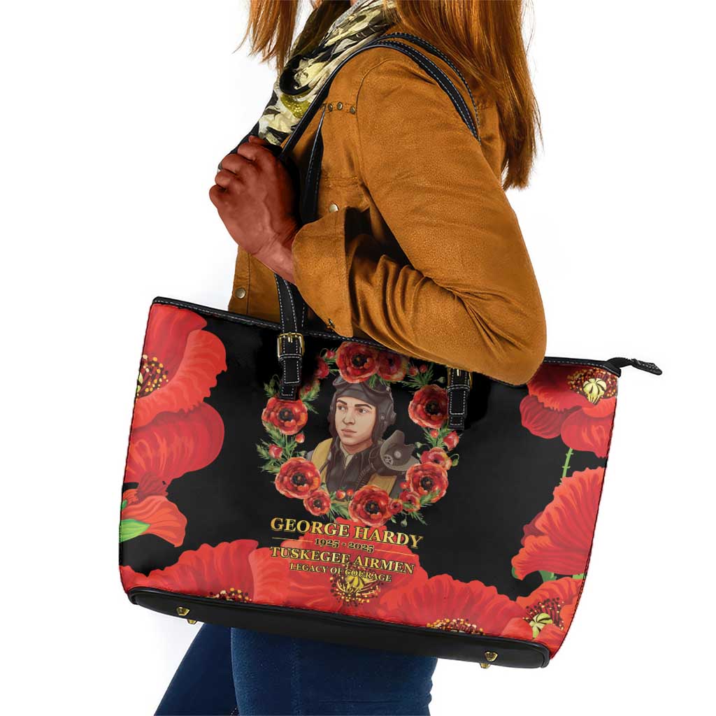 George Hardy Tuskegee Red Tail Pilots Leather Tote Bag Legacy of Courage - African Pride