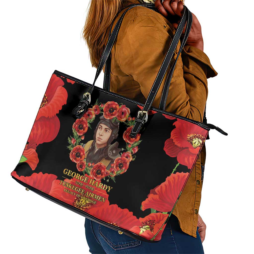George Hardy Tuskegee Red Tail Pilots Leather Tote Bag Legacy of Courage - African Pride