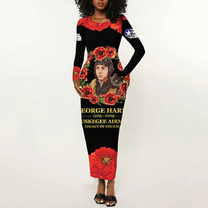 George Hardy Tuskegee Red Tail Pilots Long Sleeve Bodycon Dress Legacy of Courage - African Pride