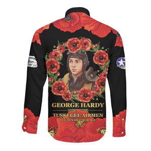 George Hardy Tuskegee Red Tail Pilots Long Sleeve Button Shirt Legacy of Courage - African Pride