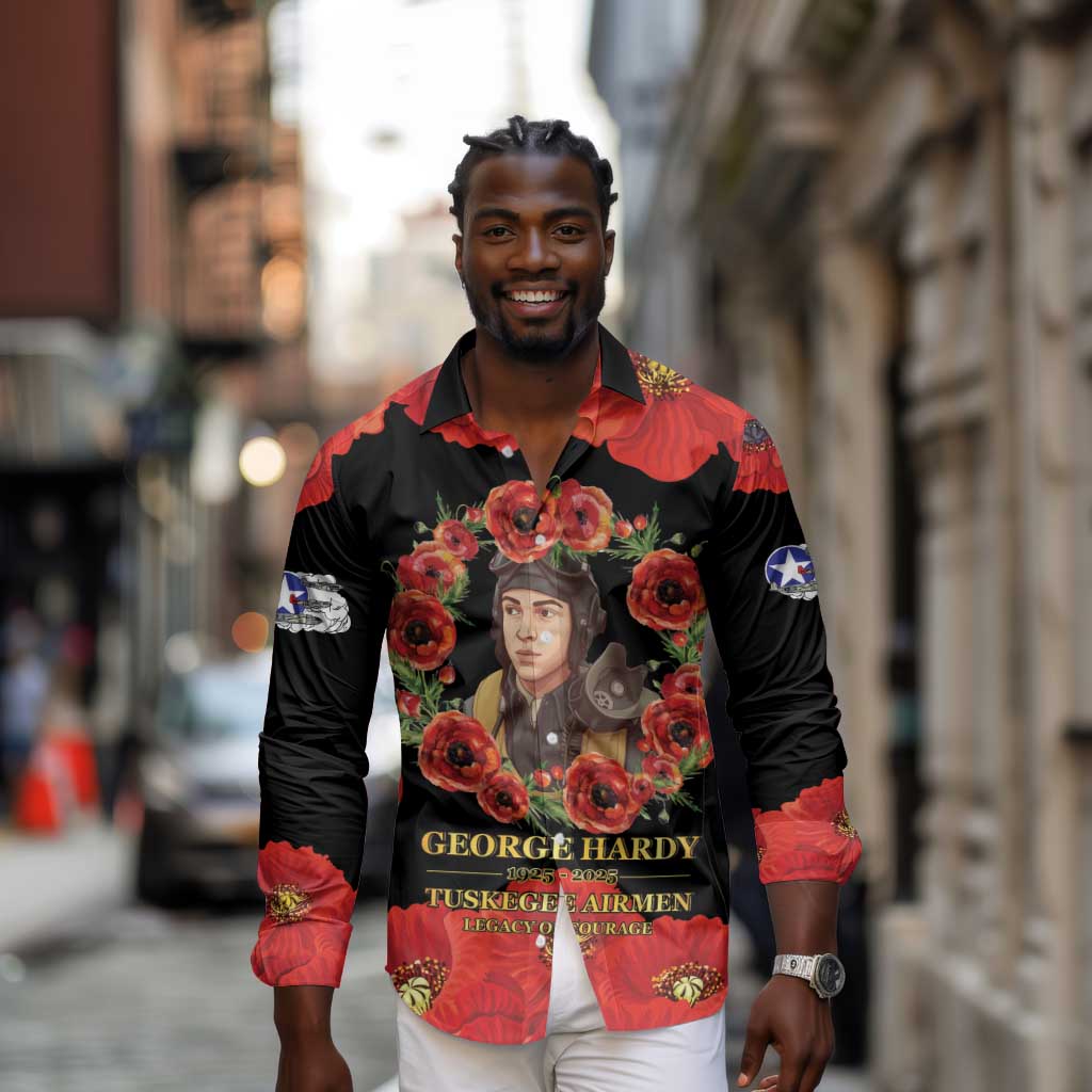 George Hardy Tuskegee Red Tail Pilots Long Sleeve Button Shirt Legacy of Courage - African Pride