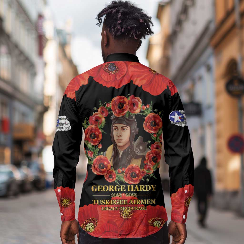 George Hardy Tuskegee Red Tail Pilots Long Sleeve Button Shirt Legacy of Courage - African Pride