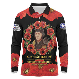 George Hardy Tuskegee Red Tail Pilots Long Sleeve Polo Shirt Legacy of Courage - African Pride