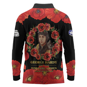 George Hardy Tuskegee Red Tail Pilots Long Sleeve Polo Shirt Legacy of Courage - African Pride