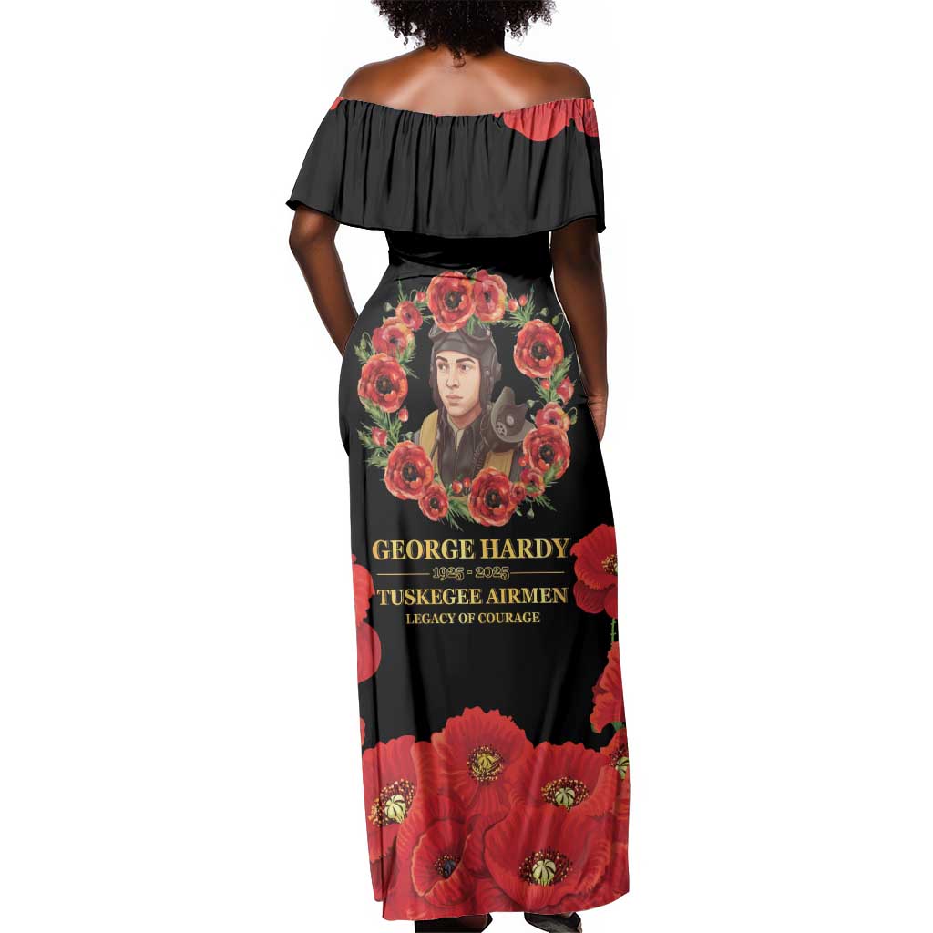 George Hardy Tuskegee Red Tail Pilots Off Shoulder Maxi Dress Legacy of Courage - African Pride
