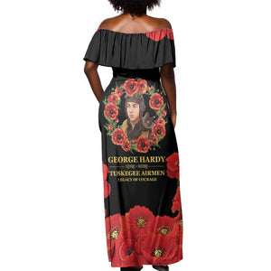 George Hardy Tuskegee Red Tail Pilots Off Shoulder Maxi Dress Legacy of Courage - African Pride