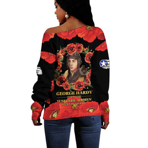 George Hardy Tuskegee Red Tail Pilots Off Shoulder Sweater Legacy of Courage - African Pride