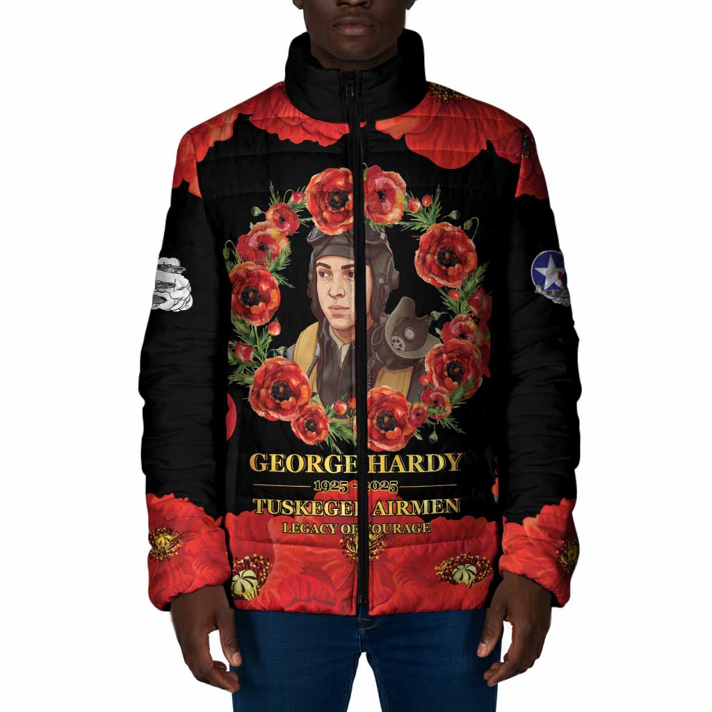 George Hardy Tuskegee Memorial Padded Jacket Red Tail Pilots Legacy of Courage