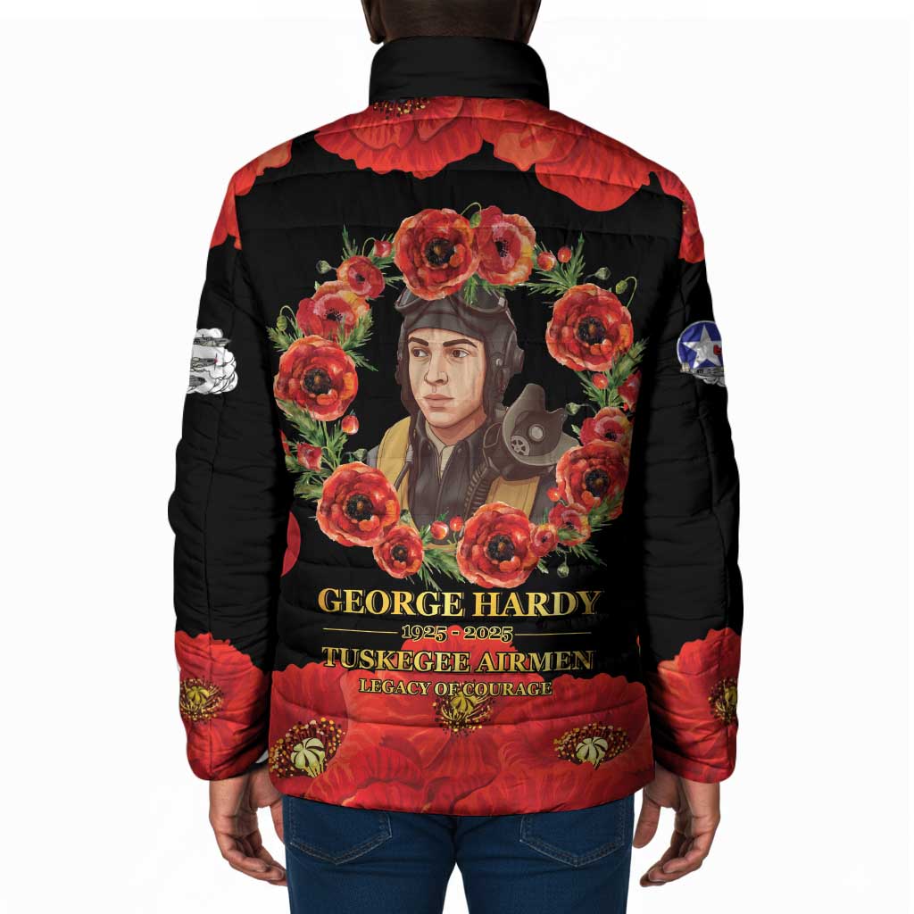 George Hardy Tuskegee Memorial Padded Jacket Red Tail Pilots Legacy of Courage