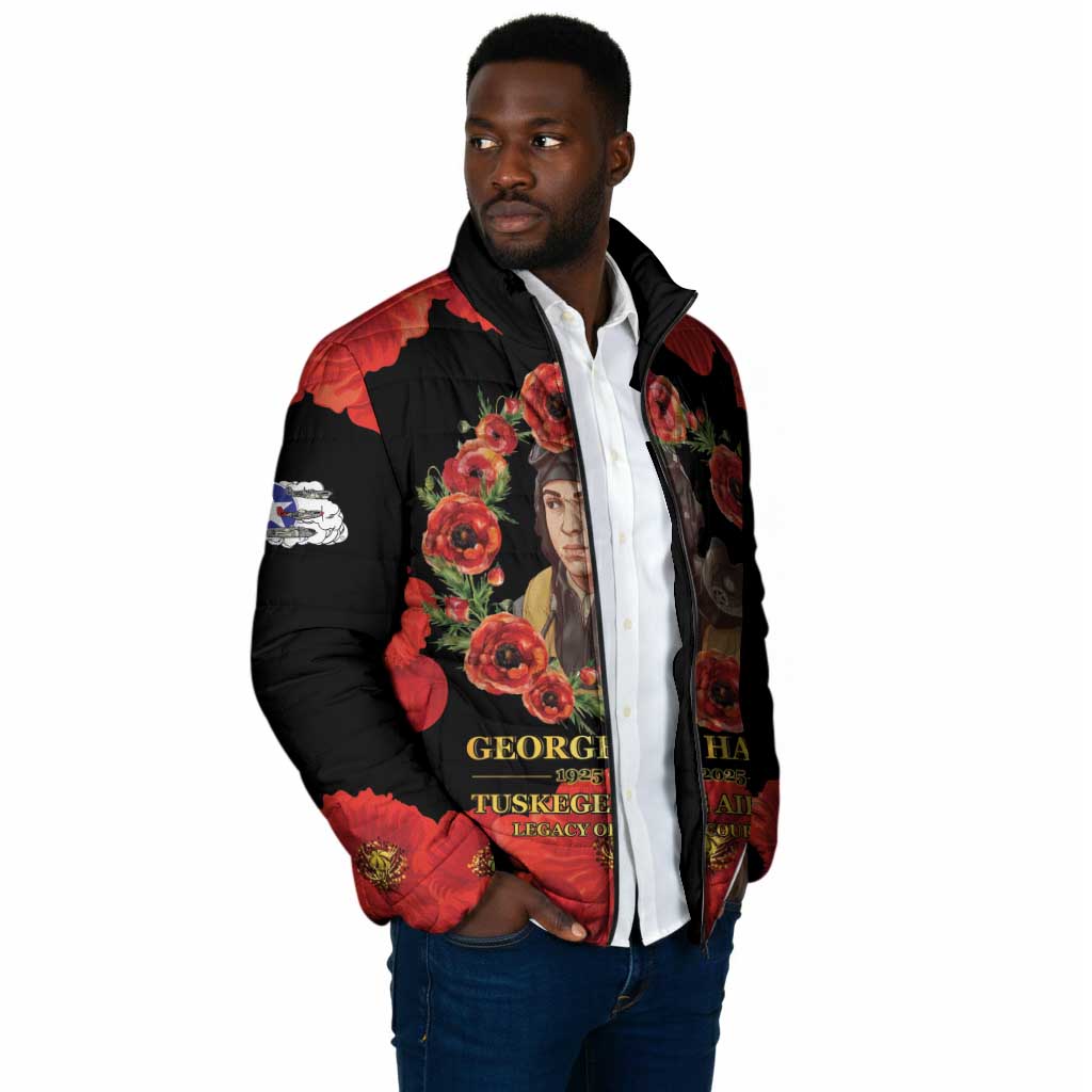 George Hardy Tuskegee Memorial Padded Jacket Red Tail Pilots Legacy of Courage