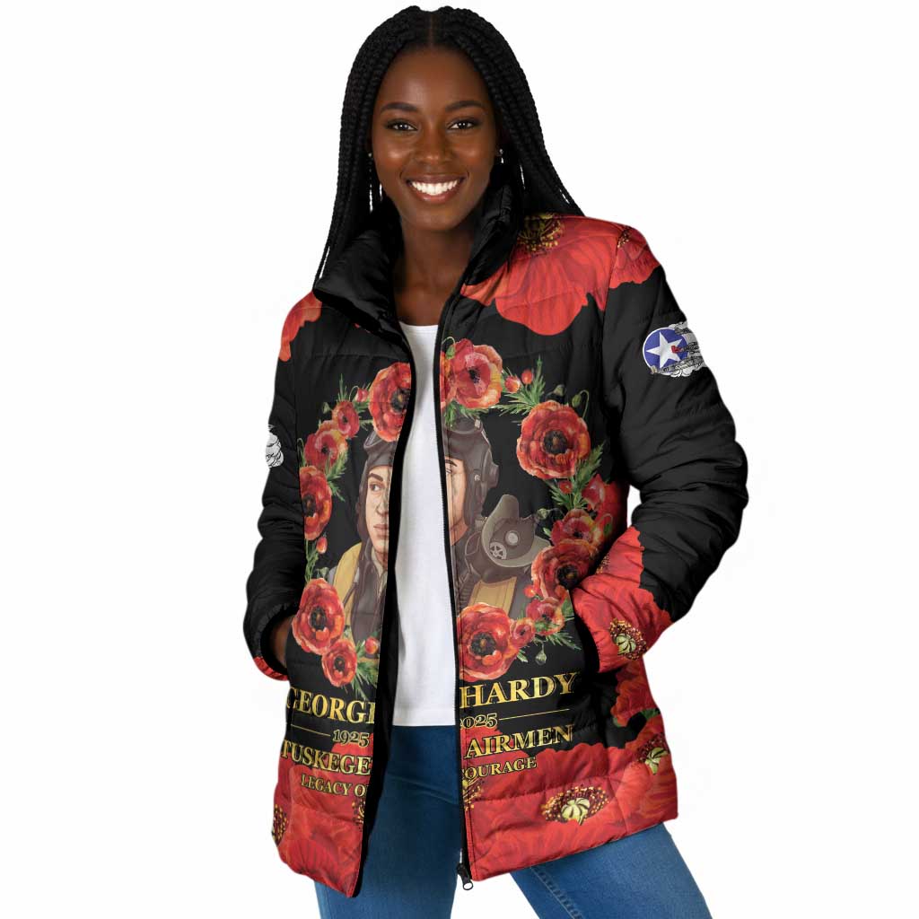 George Hardy Tuskegee Memorial Padded Jacket Red Tail Pilots Legacy of Courage