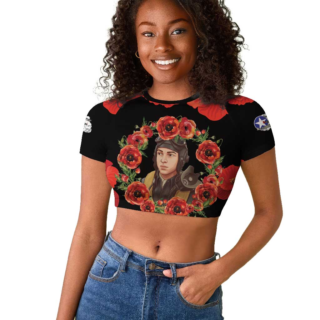 George Hardy Tuskegee Red Tail Pilots Raglan Cropped T shirt Legacy of Courage - African Pride