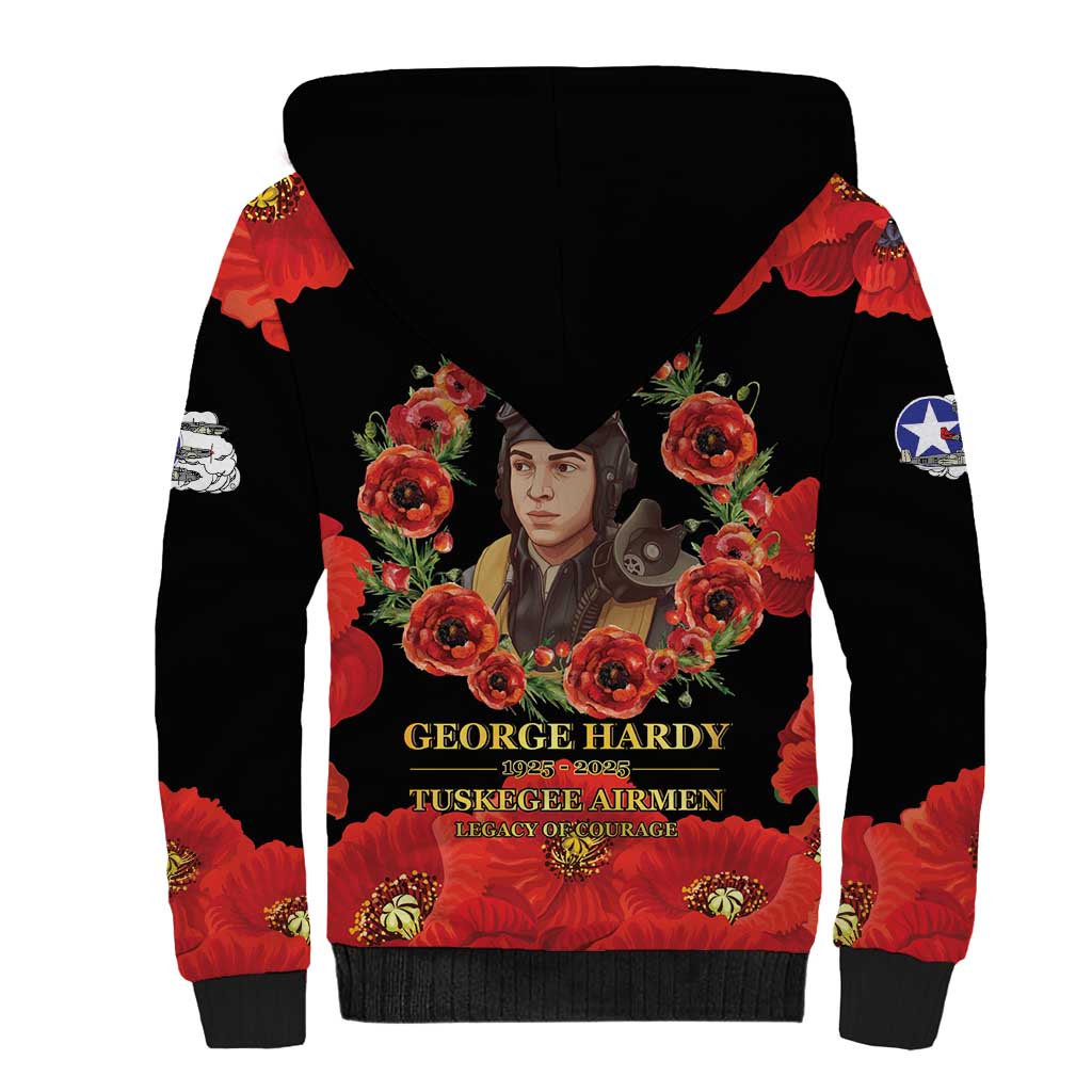 George Hardy Tuskegee Red Tail Pilots Sherpa Hoodie Legacy of Courage - African Pride