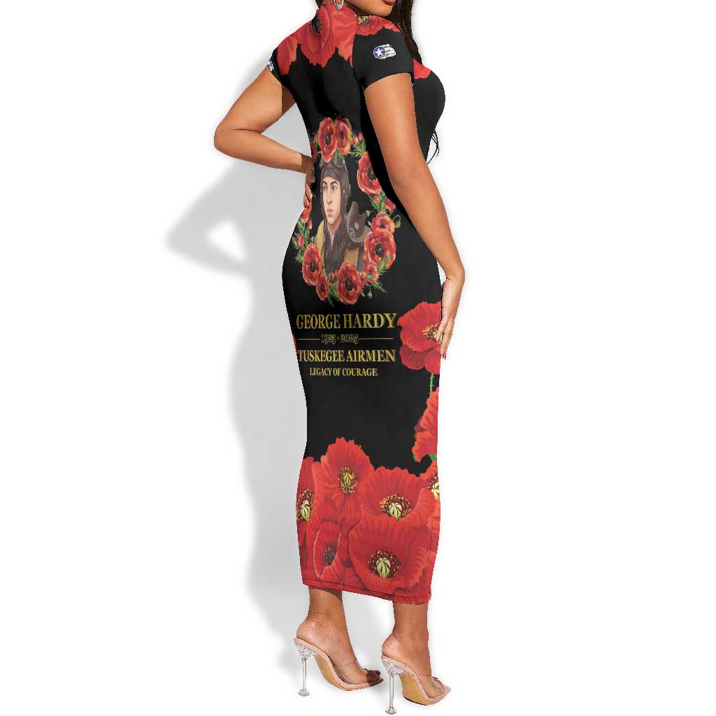George Hardy Tuskegee Red Tail Pilots Short Sleeve Bodycon Dress Legacy of Courage - African Pride