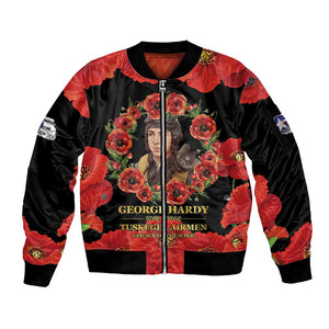 George Hardy Tuskegee Red Tail Pilots Sleeve Zip Bomber Jacket Legacy of Courage - African Pride
