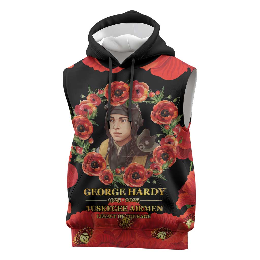 George Hardy Tuskegee Red Tail Pilots Sleeveless Hoodie Legacy of Courage - African Pride