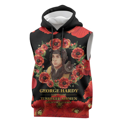 George Hardy Tuskegee Red Tail Pilots Sleeveless Hoodie Legacy of Courage - African Pride
