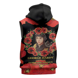 George Hardy Tuskegee Red Tail Pilots Sleeveless Hoodie Legacy of Courage - African Pride