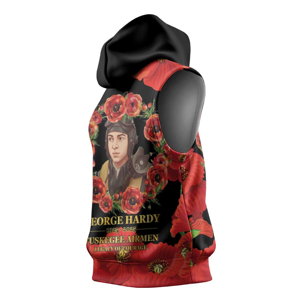 George Hardy Tuskegee Red Tail Pilots Sleeveless Hoodie Legacy of Courage - African Pride