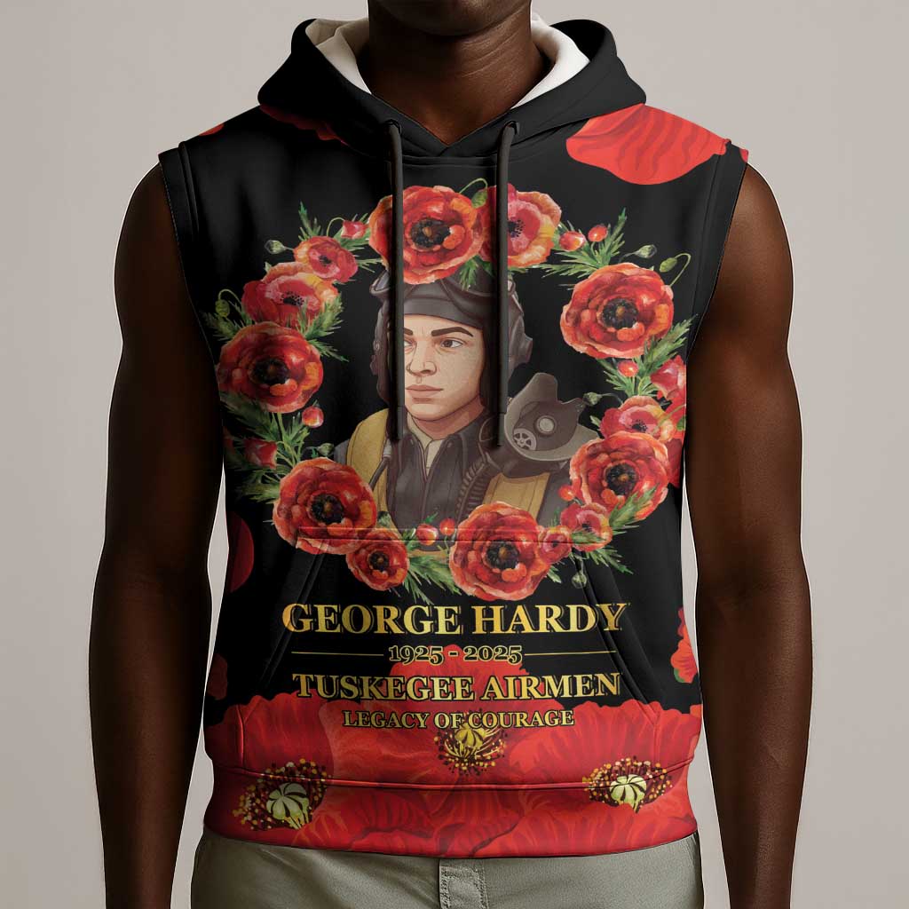 George Hardy Tuskegee Red Tail Pilots Sleeveless Hoodie Legacy of Courage - African Pride