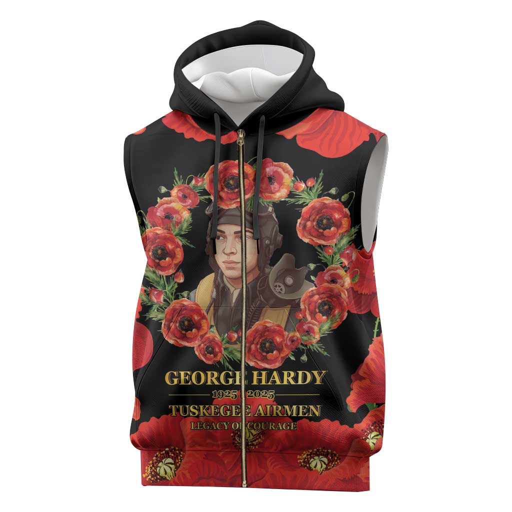 George Hardy Tuskegee Red Tail Pilots Sleeveless Zip Hoodie Legacy of Courage - African Pride