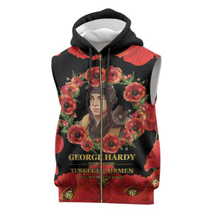 George Hardy Tuskegee Red Tail Pilots Sleeveless Zip Hoodie Legacy of Courage - African Pride