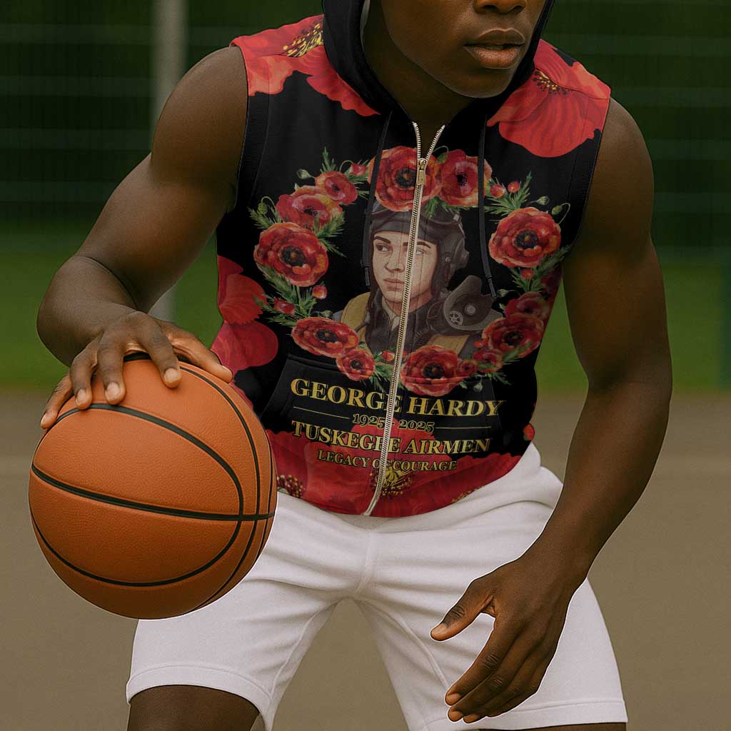 George Hardy Tuskegee Red Tail Pilots Sleeveless Zip Hoodie Legacy of Courage - African Pride