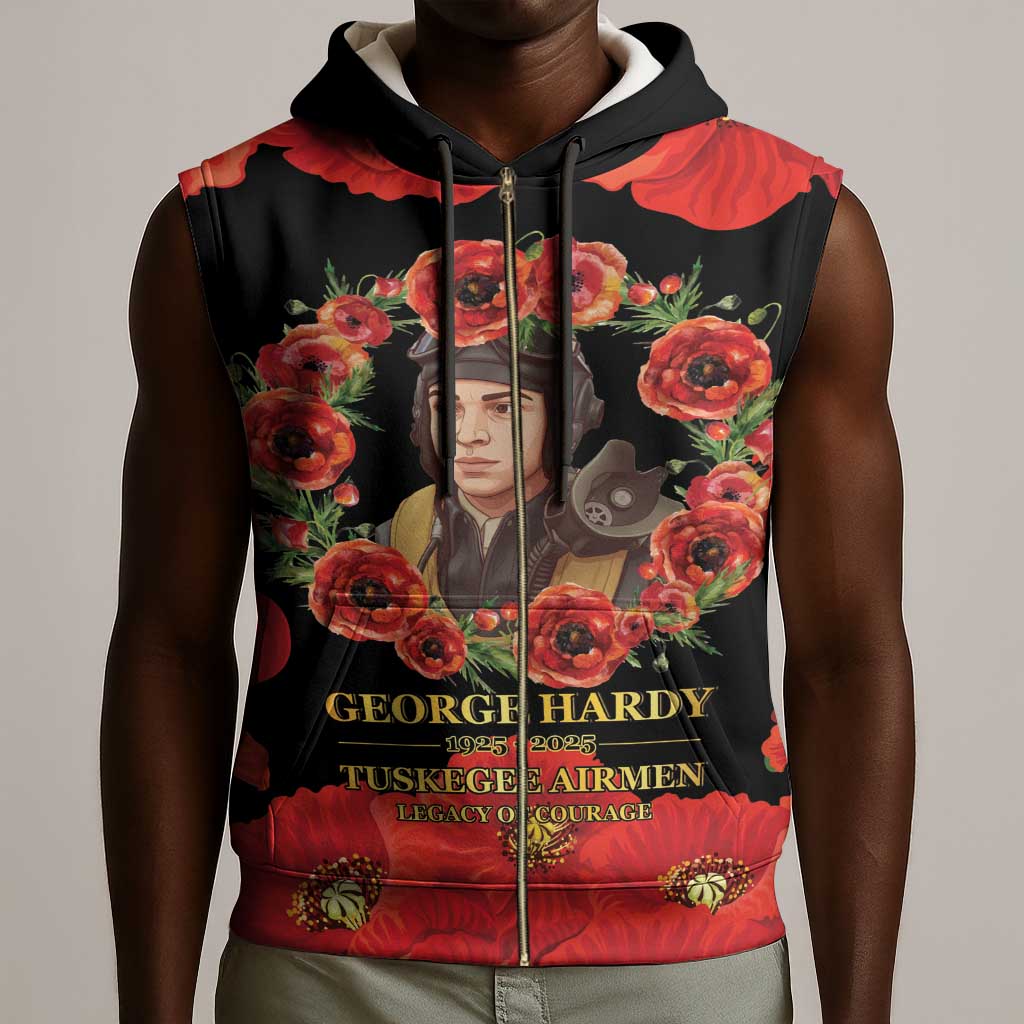George Hardy Tuskegee Red Tail Pilots Sleeveless Zip Hoodie Legacy of Courage - African Pride