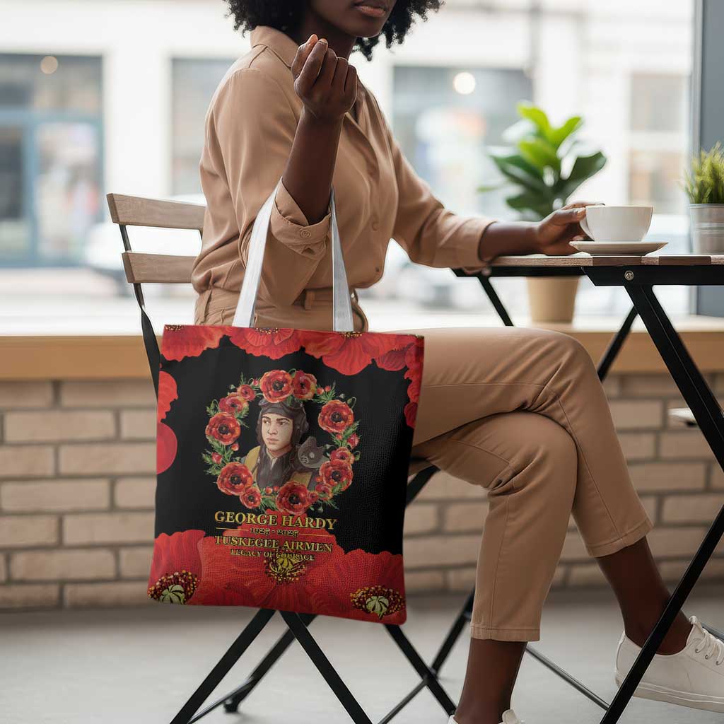 George Hardy Tuskegee Memorial Tote Bag Red Tail Pilots Legacy of Courage