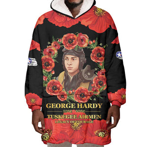 George Hardy Tuskegee Red Tail Pilots Wearable Blanket Hoodie Legacy of Courage - African Pride