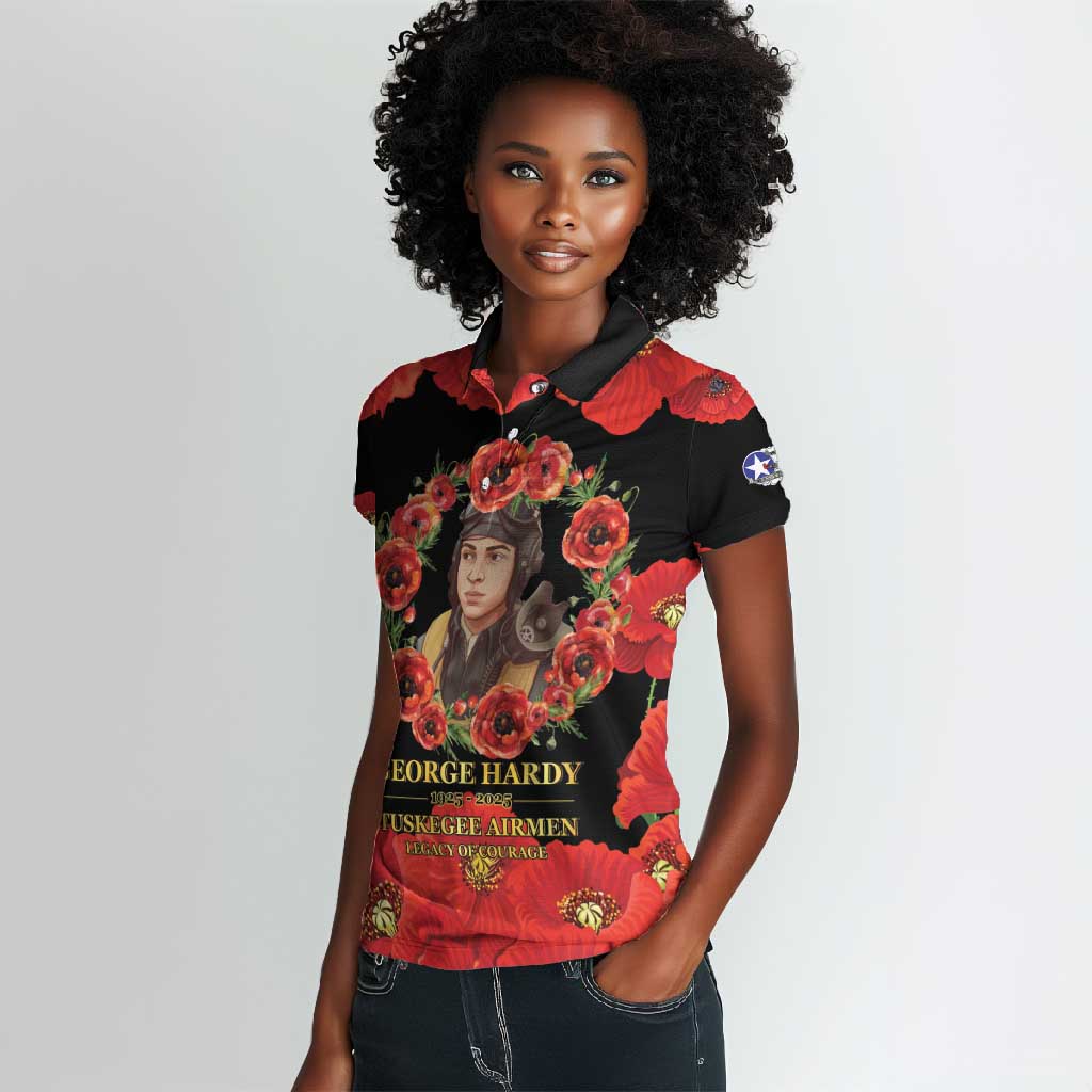 George Hardy Tuskegee Red Tail Pilots Women Polo Shirt Legacy of Courage - African Pride