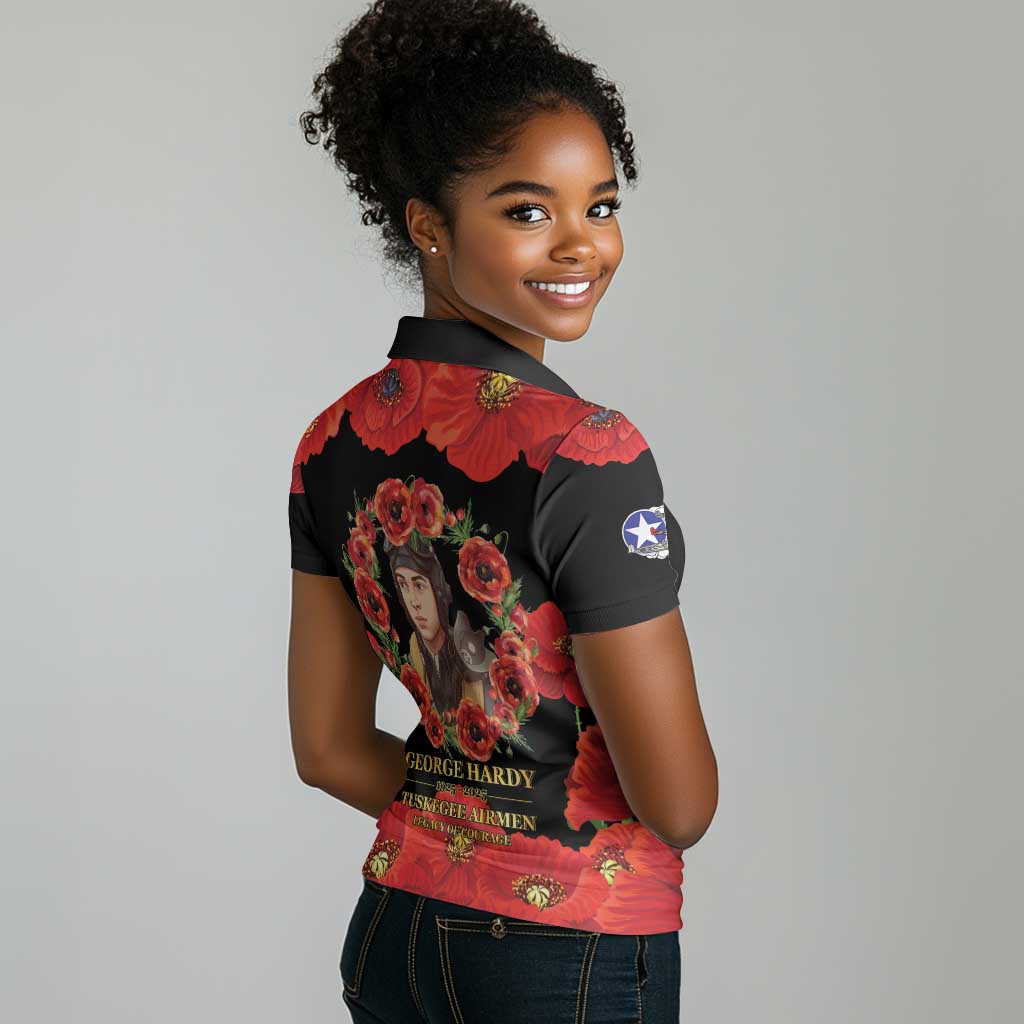George Hardy Tuskegee Red Tail Pilots Women Polo Shirt Legacy of Courage - African Pride