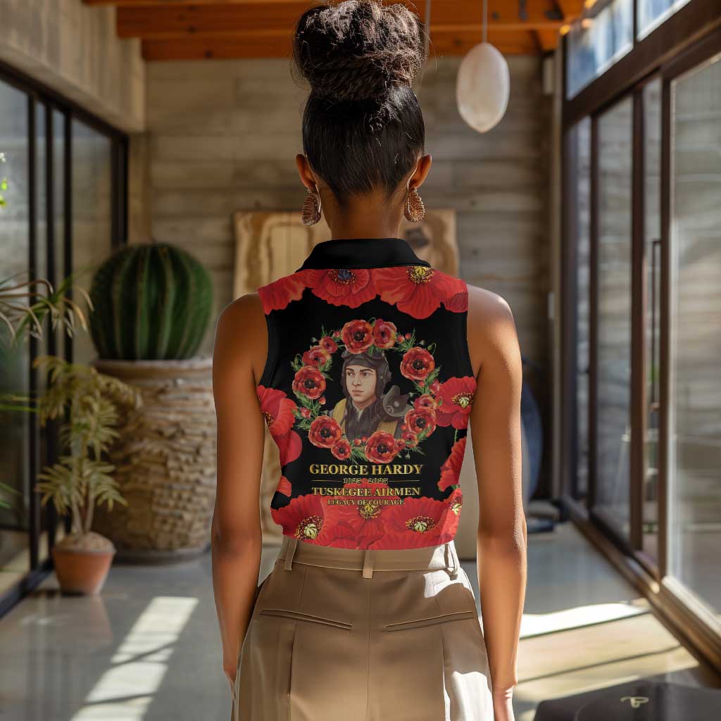 George Hardy Tuskegee Red Tail Pilots Women Sleeveless Polo Shirt Legacy of Courage - African Pride