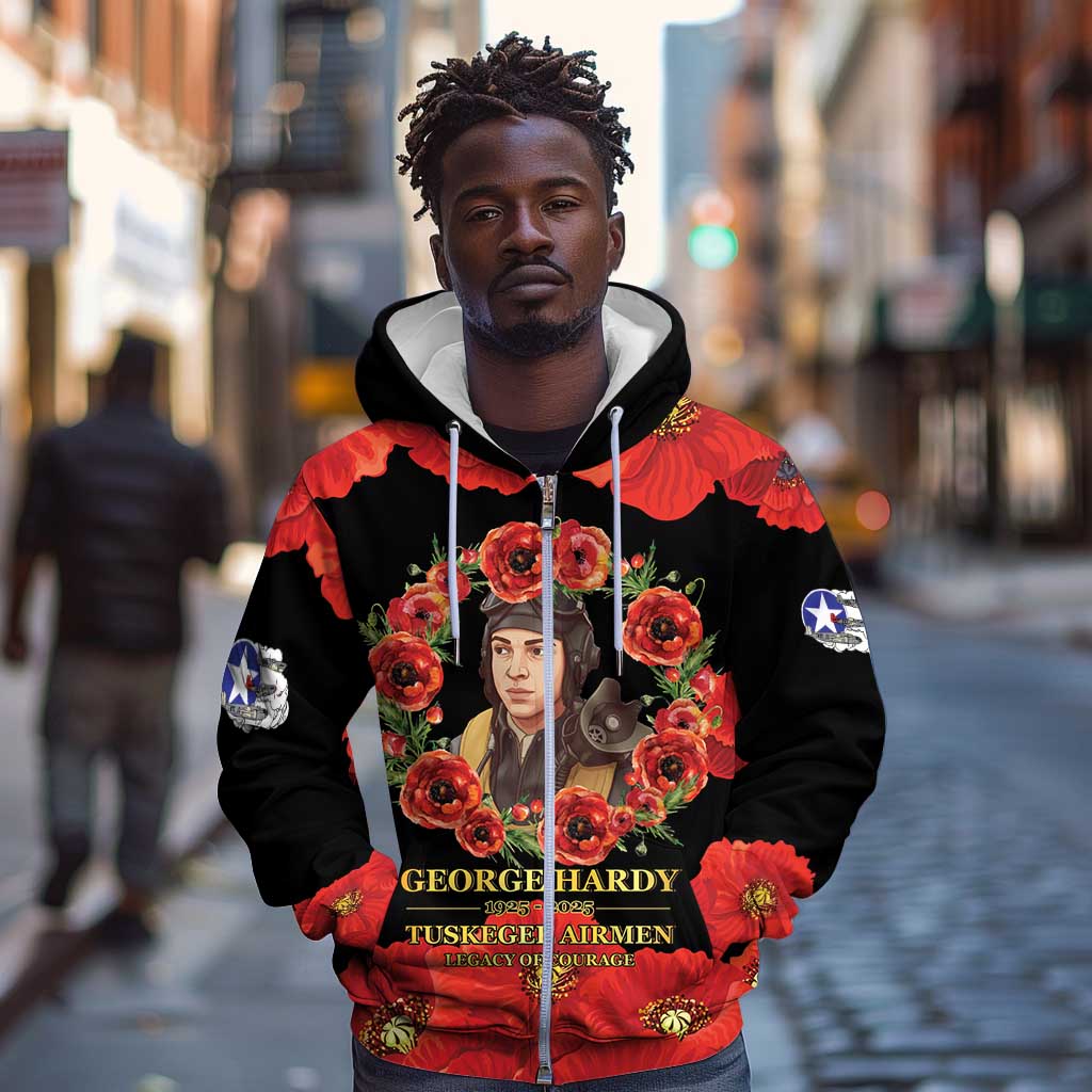 George Hardy Tuskegee Red Tail Pilots Zip Hoodie Legacy of Courage - African Pride