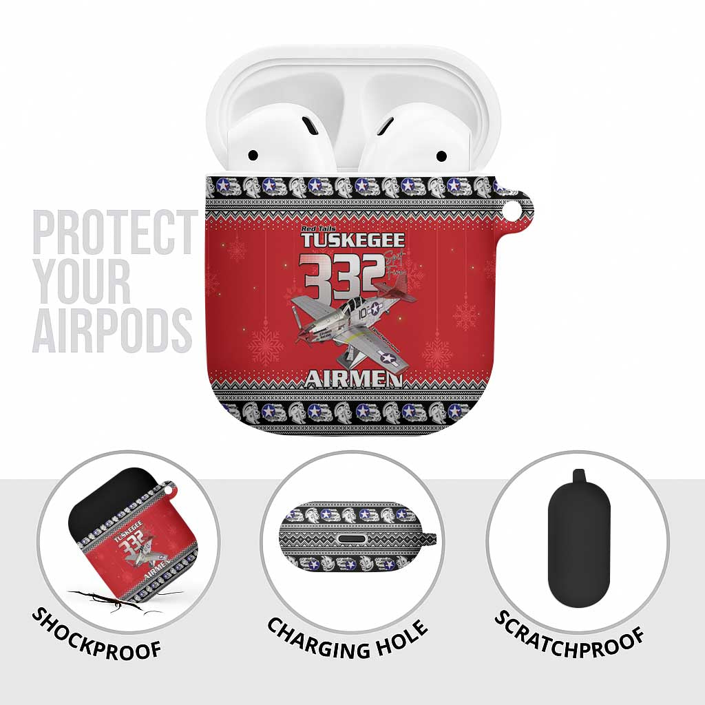 Tuskegee Red Tails Airmen Christmas AirPods Case P-51 Mustang 332nd Fighter Group