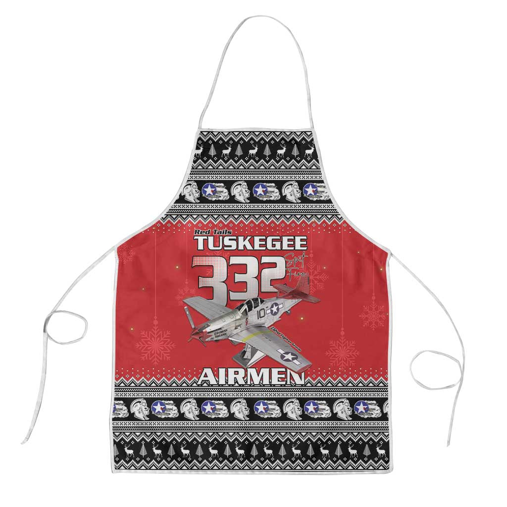 Tuskegee Red Tails Airmen Christmas Apron P-51 Mustang 332nd Fighter Group