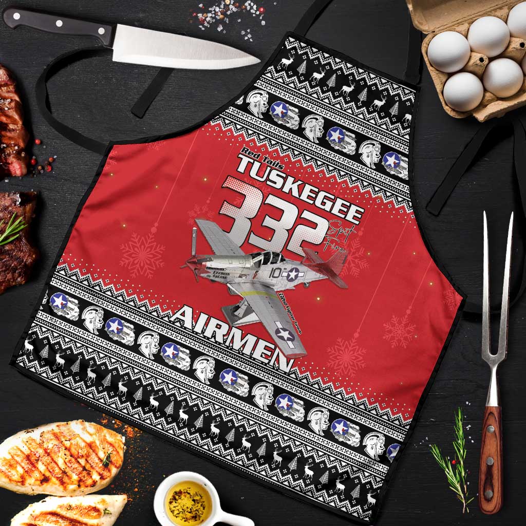 Tuskegee Red Tails Airmen Christmas Apron P-51 Mustang 332nd Fighter Group