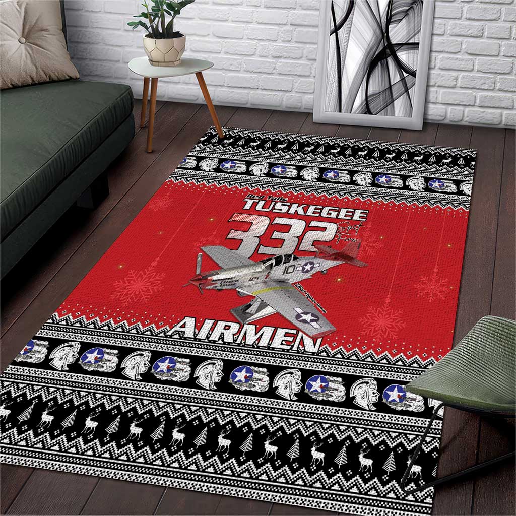 Afro Christmas Tuskegee Red Tails Airmen Area Rug Merry Christmas - African Pride