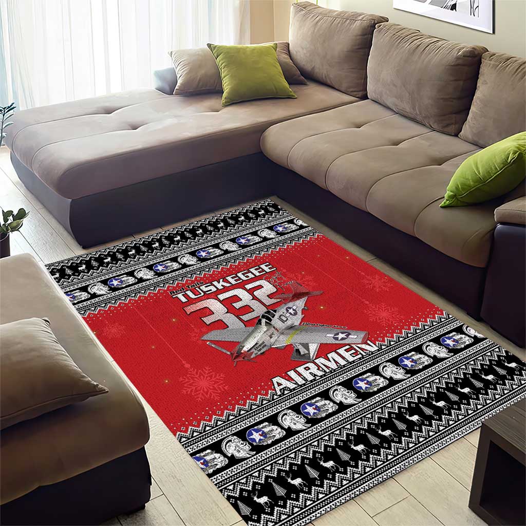 Afro Christmas Tuskegee Red Tails Airmen Area Rug Merry Christmas - African Pride